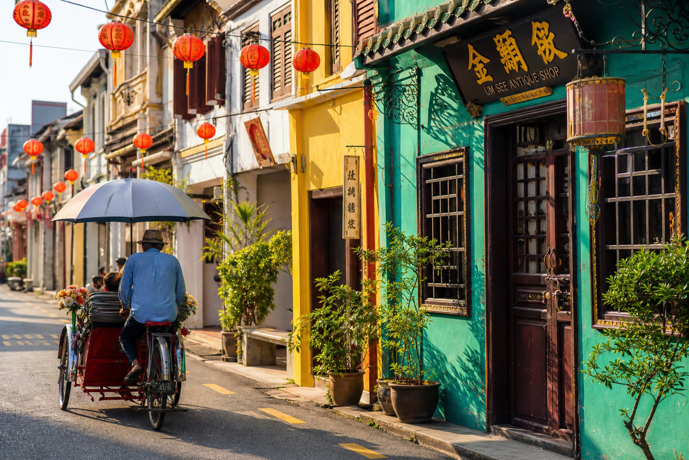 Heritage shophouse street in George Town, Penang