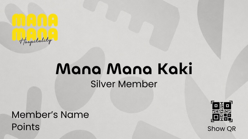 Mana Mana Kaki Silver Member card